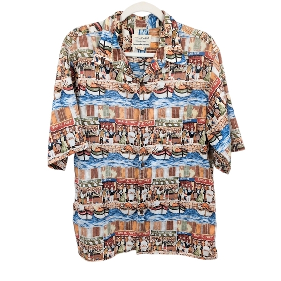 Reyn Spooner Collection Guy Buffet French Town Boats European Men's Shirt Large - Picture 1 of 9
